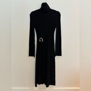 Zara Black Long Sleeve Dress with Gold Accent